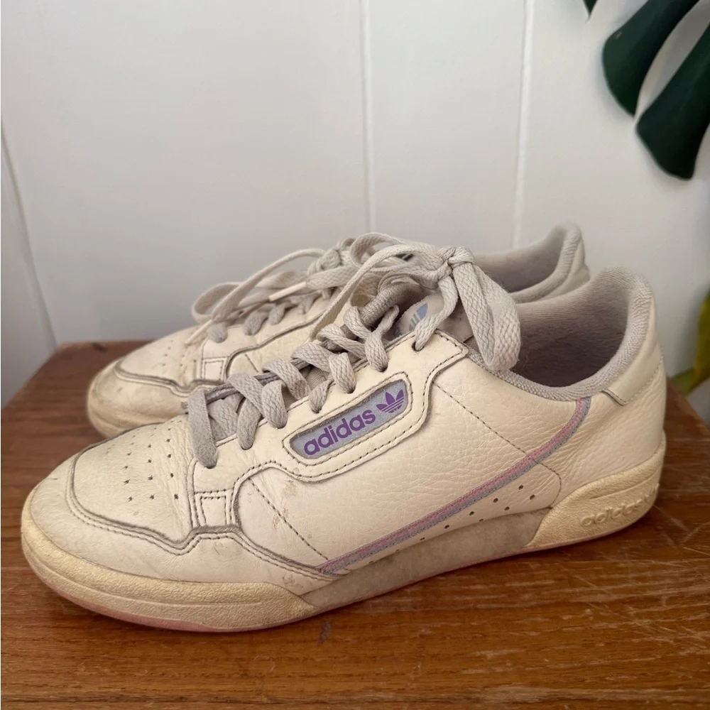 Adidas Off-White, Pink and Lavender Sneakers